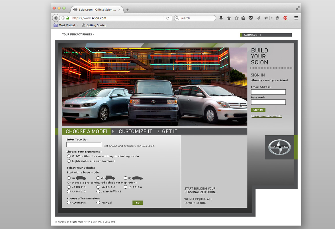 scion.com configurator